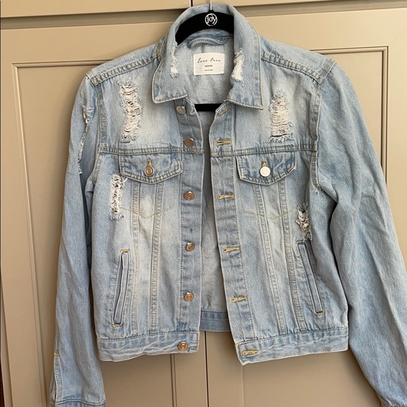 Love Tree  Distressed  Denim Jacket - Picture 2 of 8